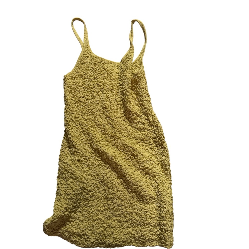 Free People Textured Mini Dress in Mustard Yellow